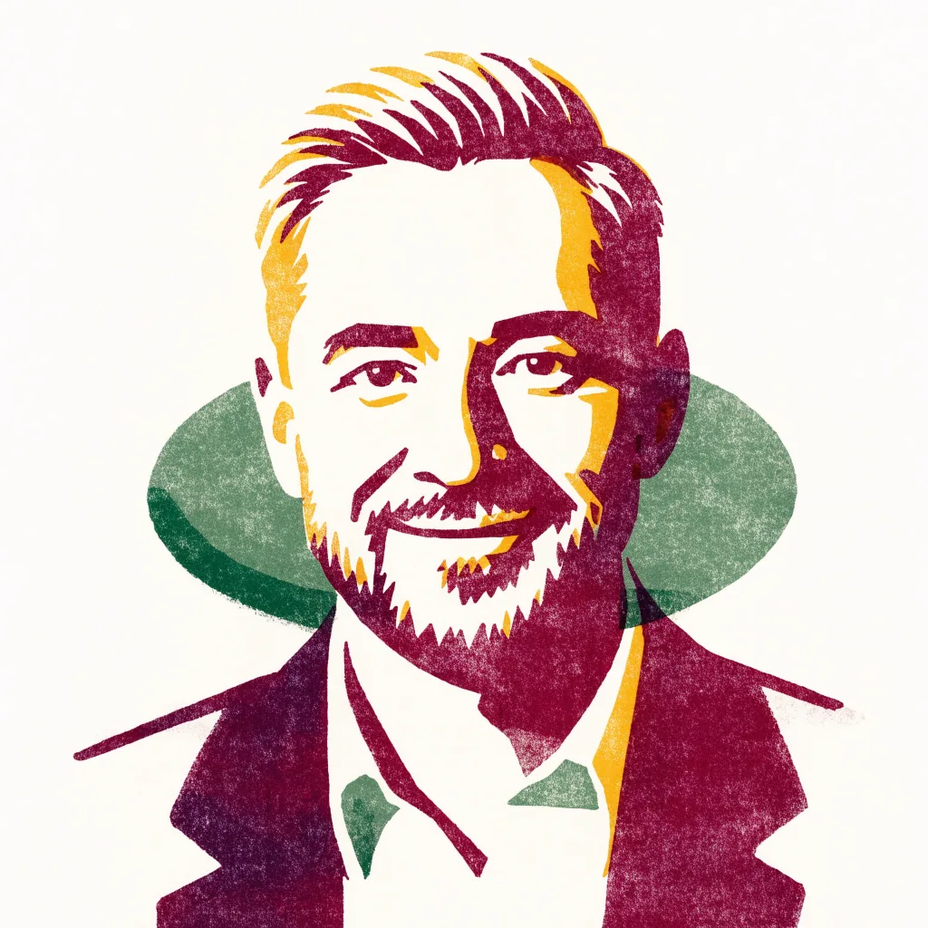 Illustrert portrett av Mats Ole Larsen Berg