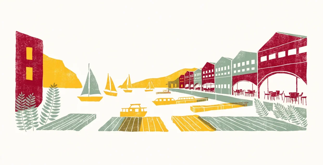 Illustrasjon til «Restauranter på Aker Brygge»